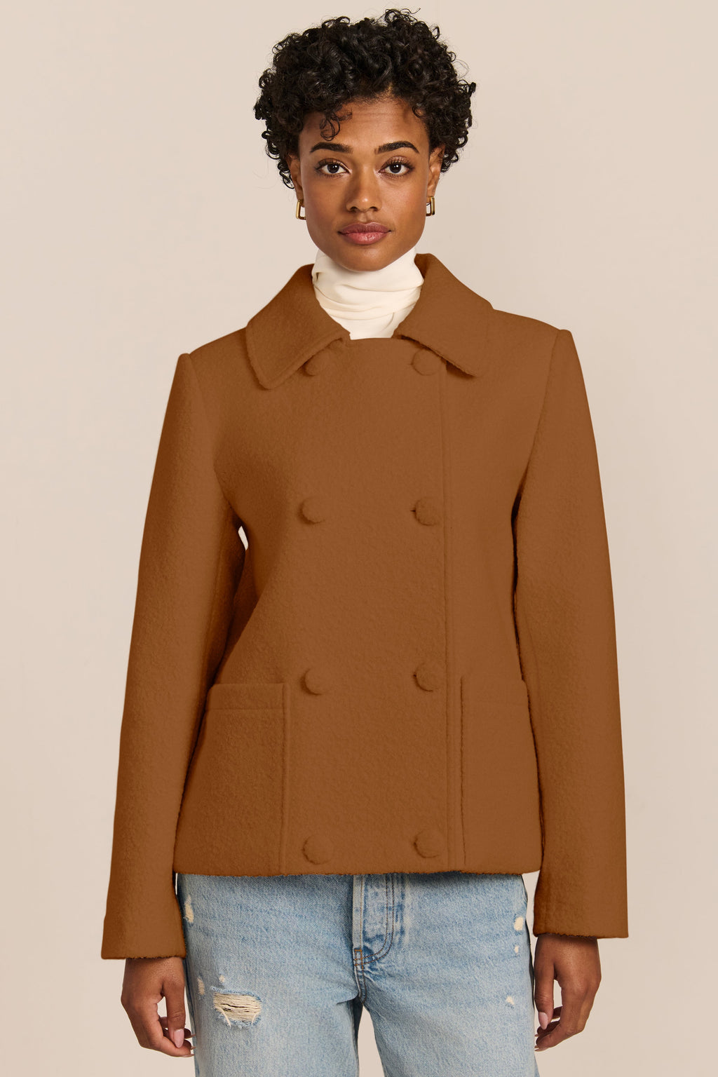 Double-Breasted Bouclé Jacket – Stylish Layering, Casual Outings