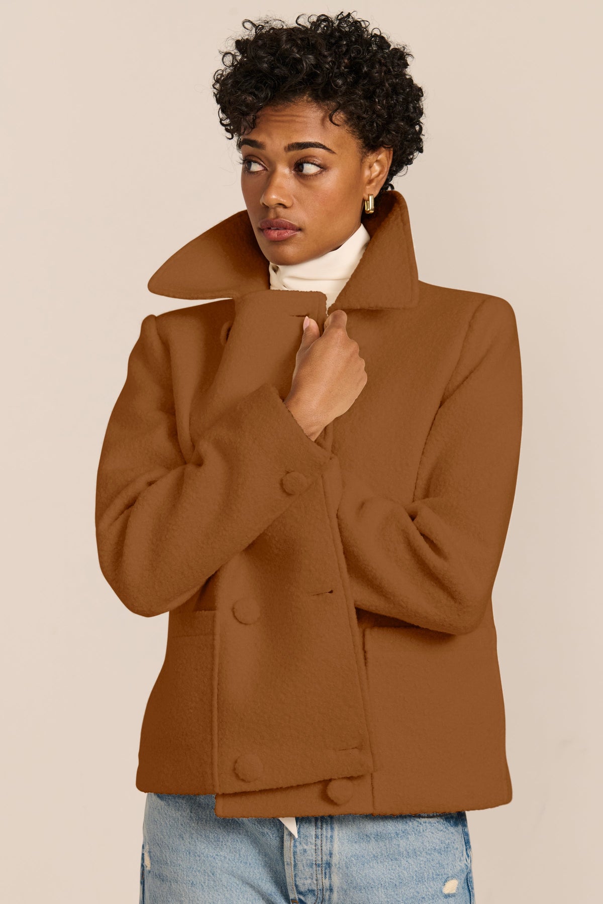 Double-Breasted Bouclé Jacket – Stylish Layering, Casual Outings