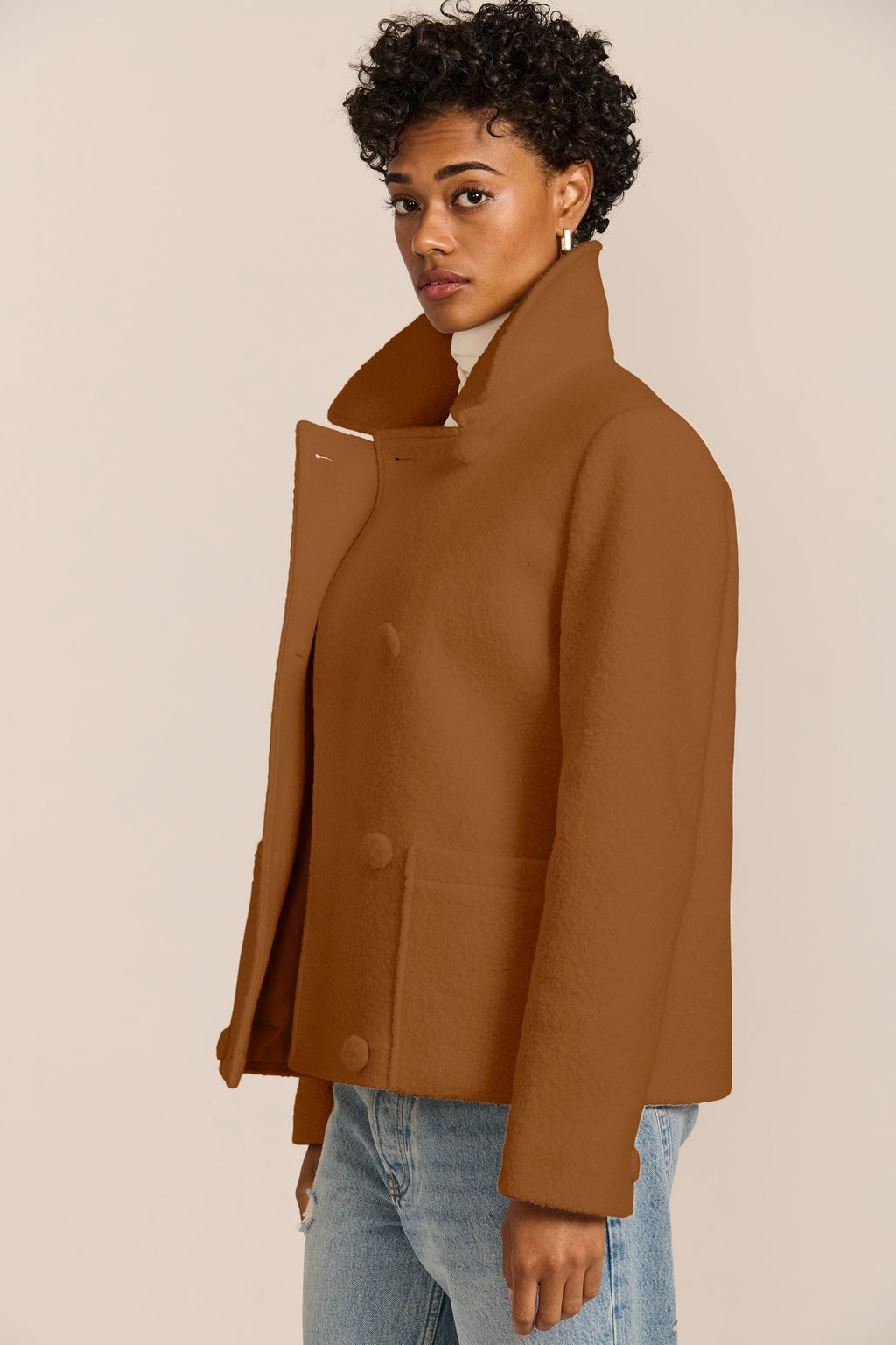 Double-Breasted Bouclé Jacket – Stylish Layering, Casual Outings