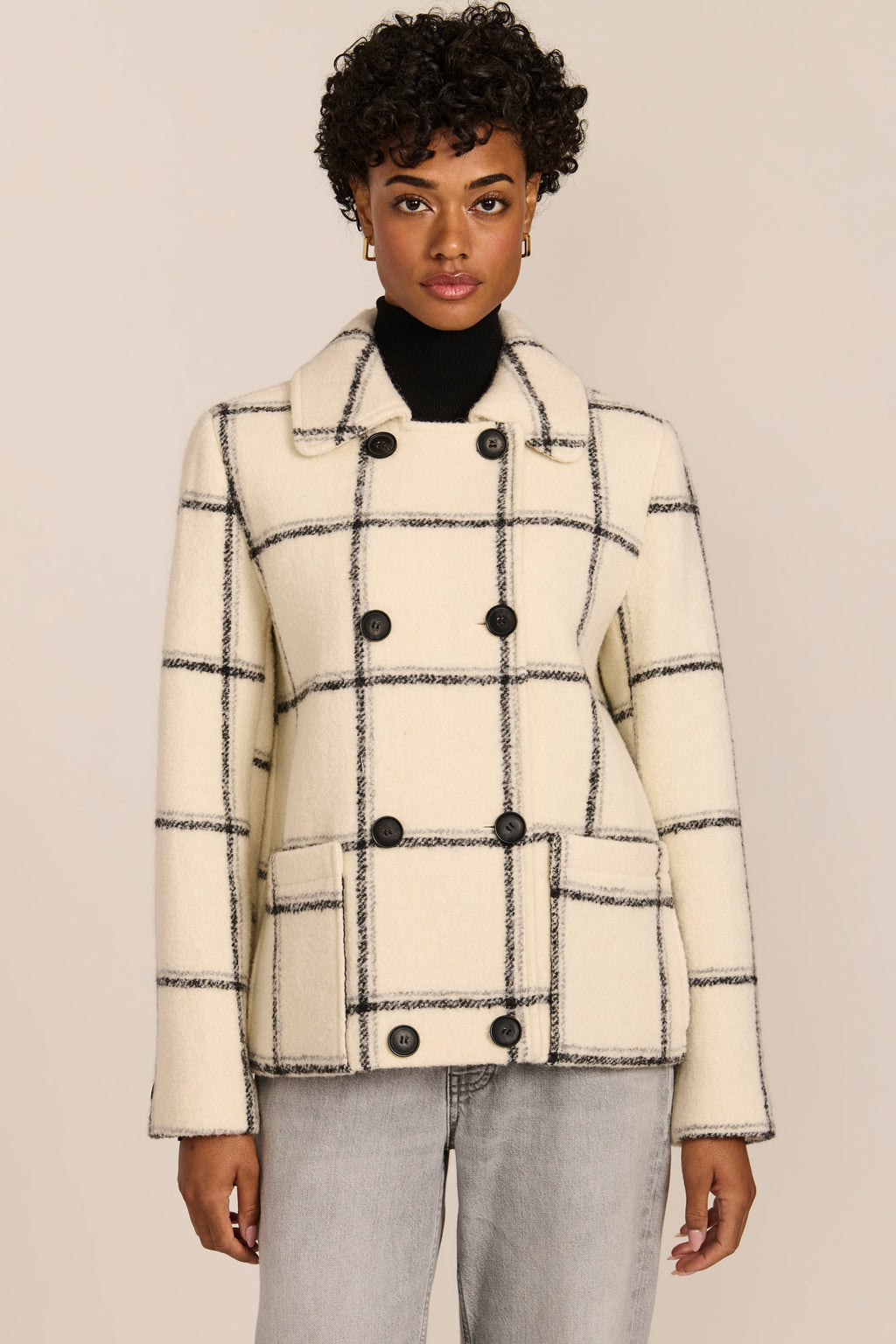 Double-Breasted Bouclé Jacket – Casual Wear, Office Style