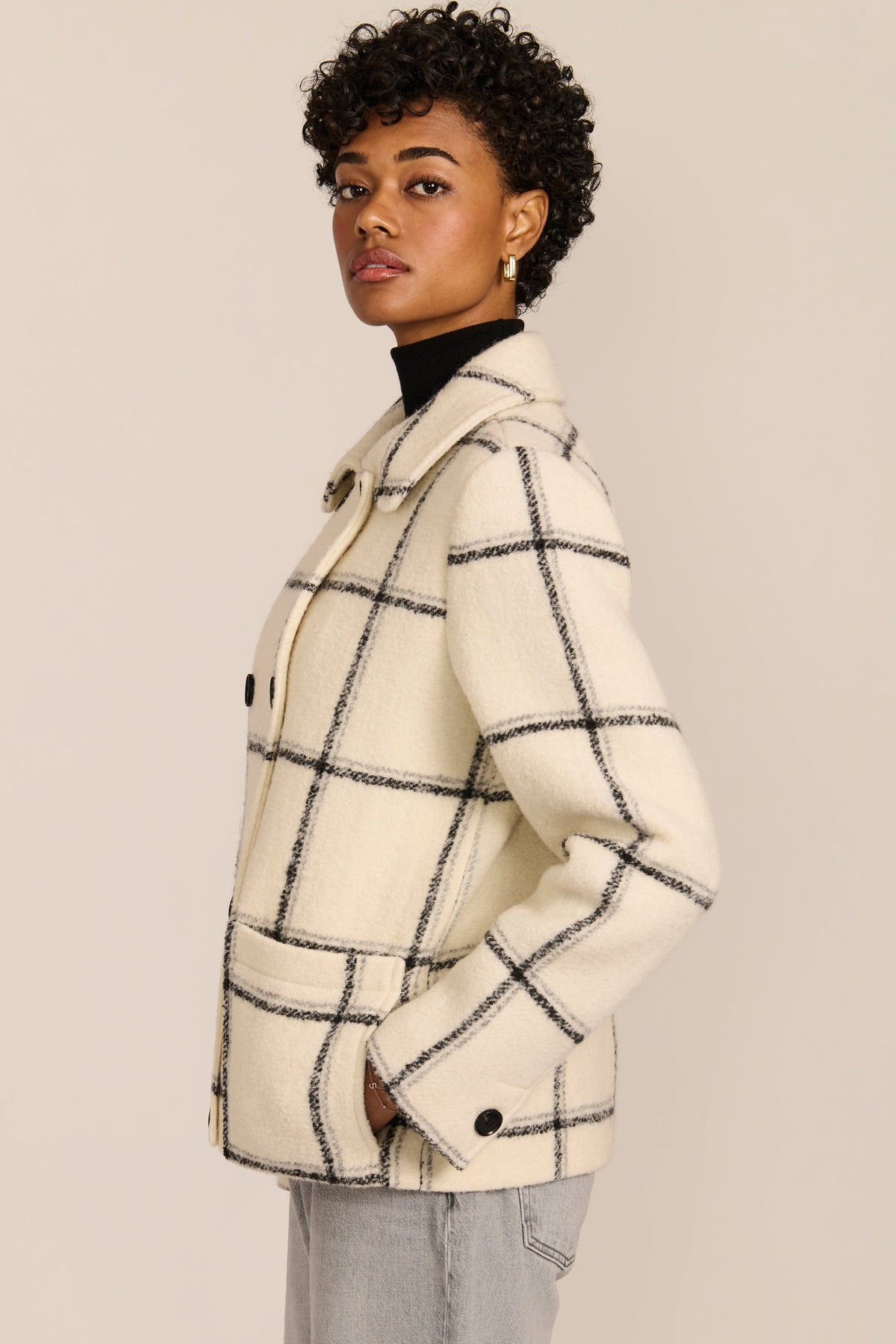 Double-Breasted Bouclé Jacket – Casual Wear, Office Style