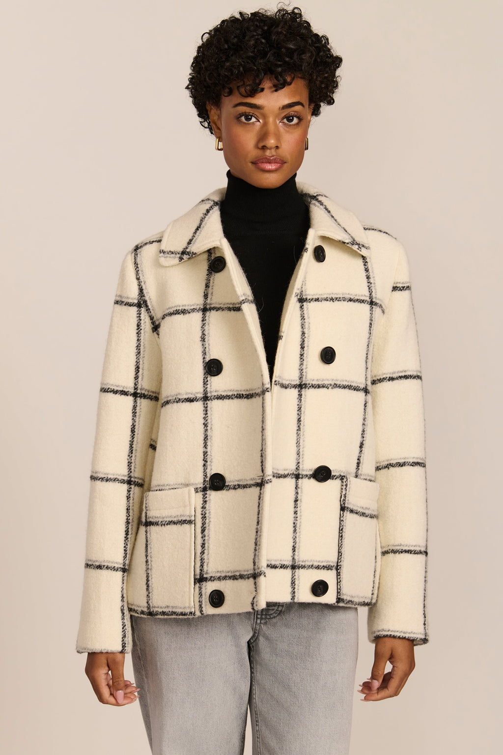 Double-Breasted Bouclé Jacket – Casual Wear, Office Style
