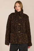 Leopard Fleece Jacket with Toggle Fastening – Casual Wear, Outdoor Activities