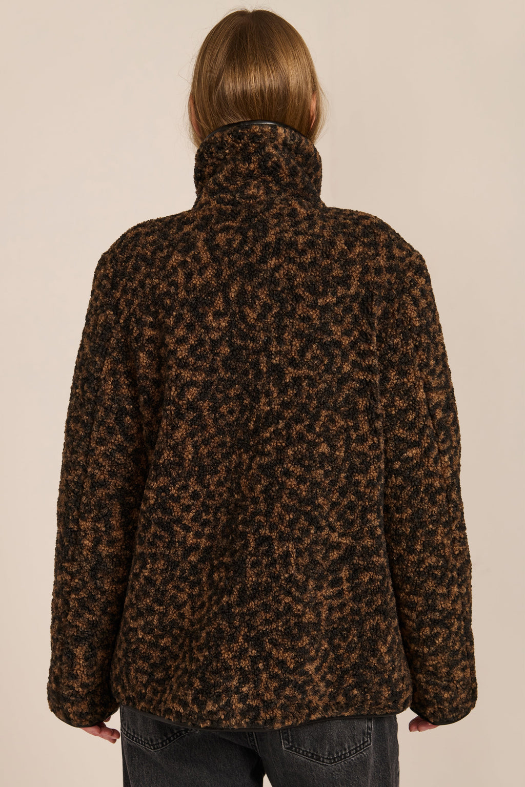 Leopard Fleece Jacket with Toggle Fastening – Casual Wear, Outdoor Activities
