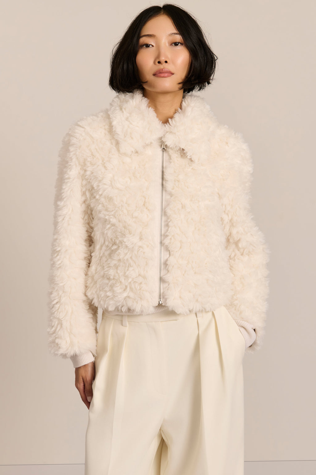 Curly Faux Fur Jacket – Cosy Winter Layer, Casual Outing