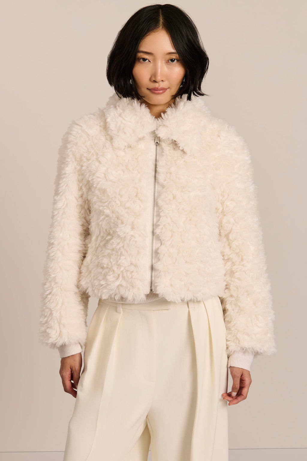 Curly Faux Fur Jacket – Cosy Winter Layer, Casual Outing