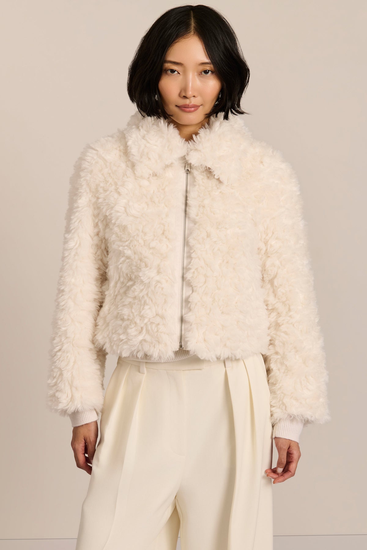 Curly Faux Fur Jacket – Cosy Winter Layer, Casual Outing