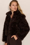 Curly Faux Fur Jacket – Women's Casual Winter Coat, Cosy Layering, Stylish Outerwear
