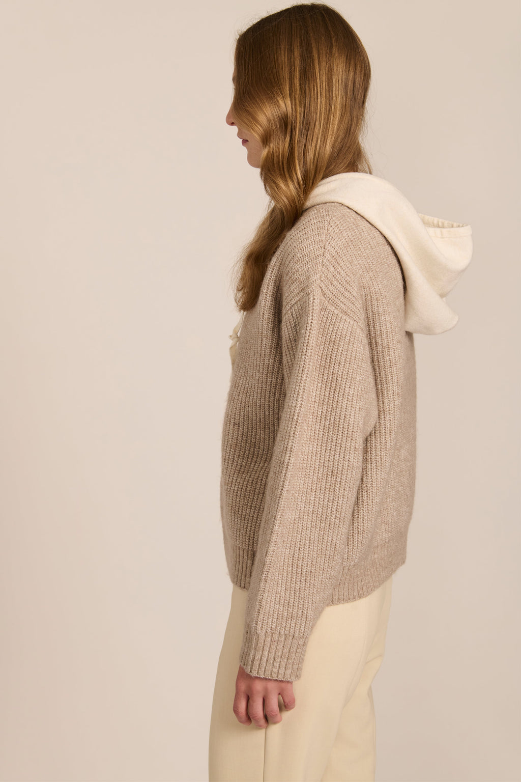 Layered Jumper Hoodie in Beige – Casual Wear, Everyday Style