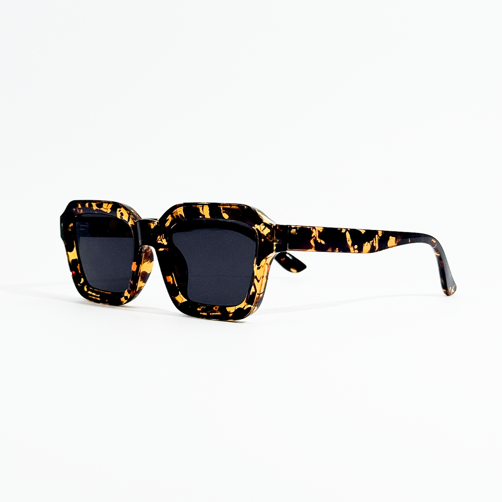 Havana Noir black lens square sunglasses with a tortoiseshell frame and UV400 protection.