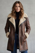 Women's Leather Coat with Shearling Lining – Stylish, Warm Winter Wear