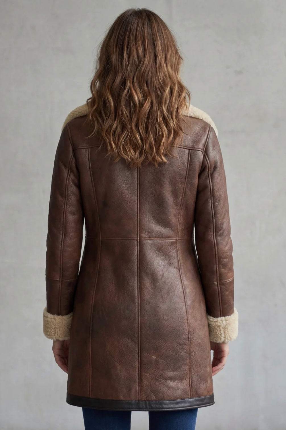 Women's Leather Coat with Shearling Lining – Stylish, Warm Winter Wear