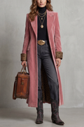 Women's Long Coat with Leopard-Print Velvet Lining – Stylish Layering, Fashion Statement