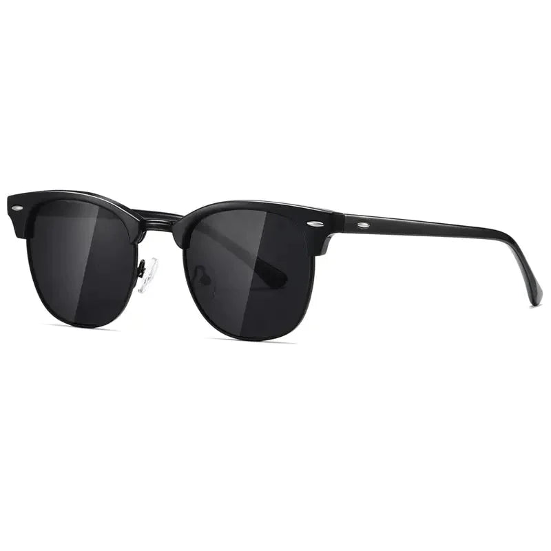 Men's Polarized Aviator Sunglasses, Composite Frame, Pilot Style-Men's Sunglasses-SANGLASSES-Black Frame Black Lens-SANGLASSES