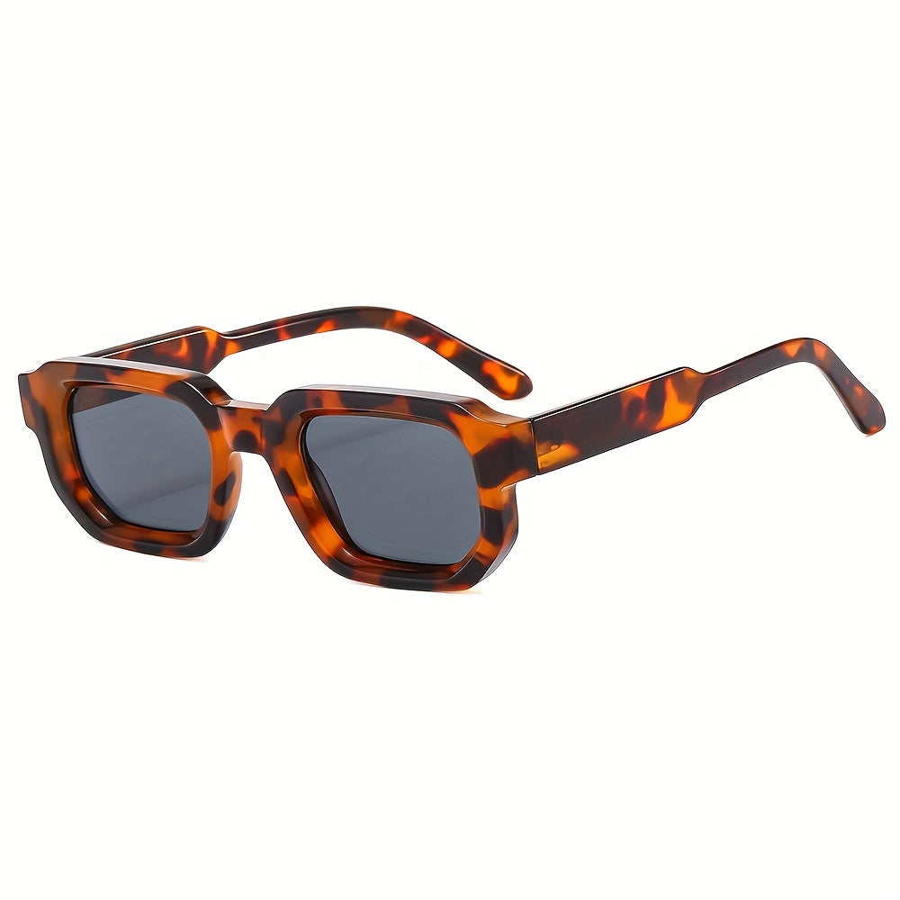 Men's Square Sunglasses Polycarbonate (PC) Frame Retro Style Outdoor Eyewear-Sunglasses-SANGLASSES-Grey frame with leopard lenses-SANGLASSES