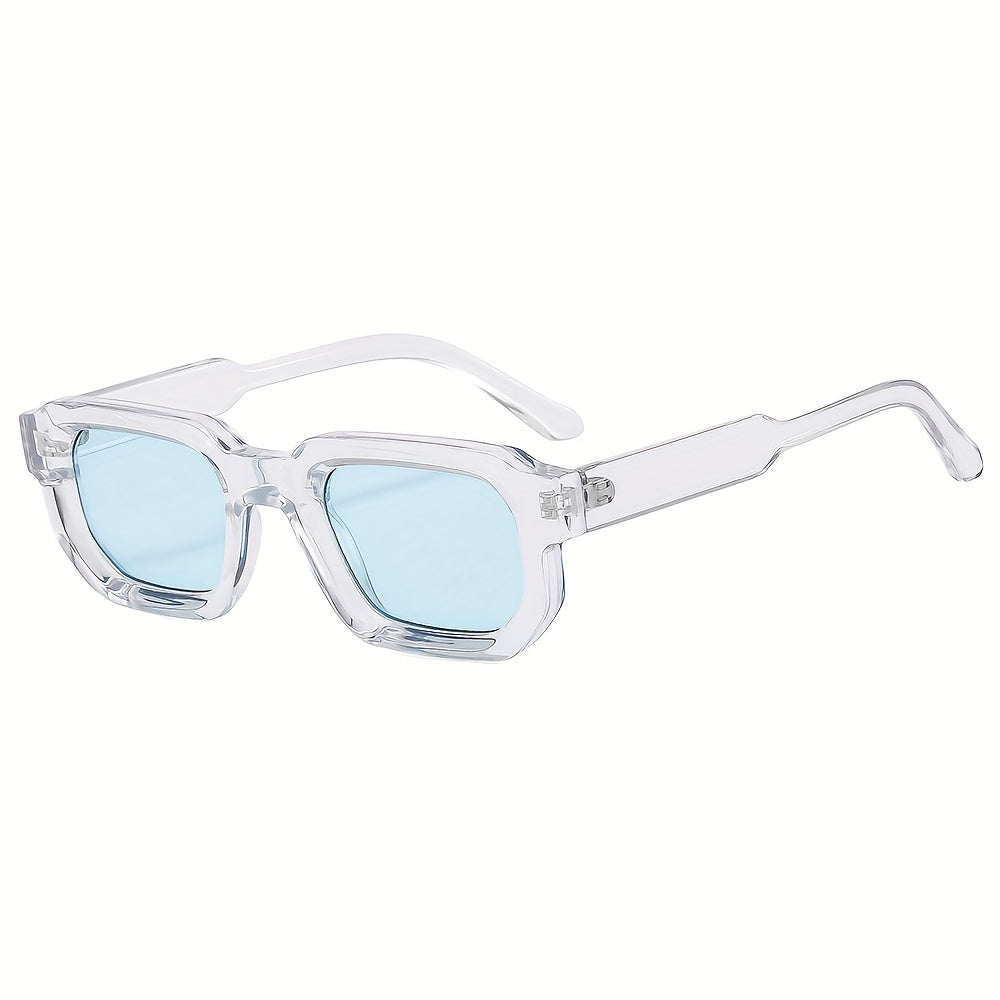 Men's Square Sunglasses Polycarbonate (PC) Frame Retro Style Outdoor Eyewear-Sunglasses-SANGLASSES-Transparent frame with green glass-SANGLASSES