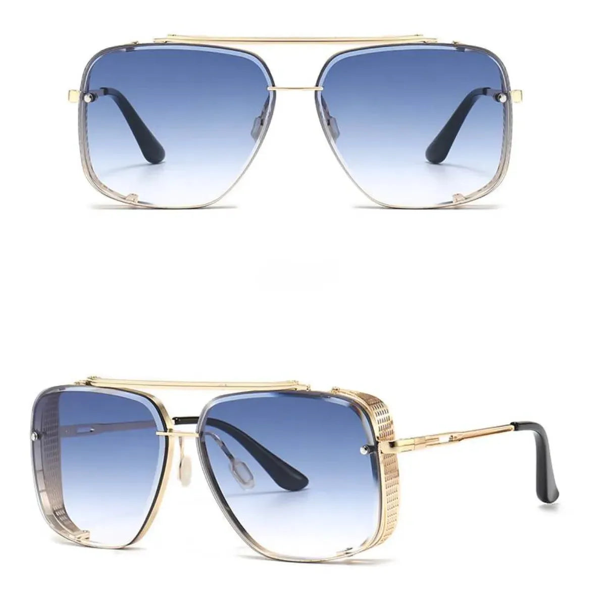 Men's Sunglasses Metal Frame UV400 Protection Elegant Design for Outdoor-Sunglasses-SANGLASSES-Blue/Gold-SANGLASSES
