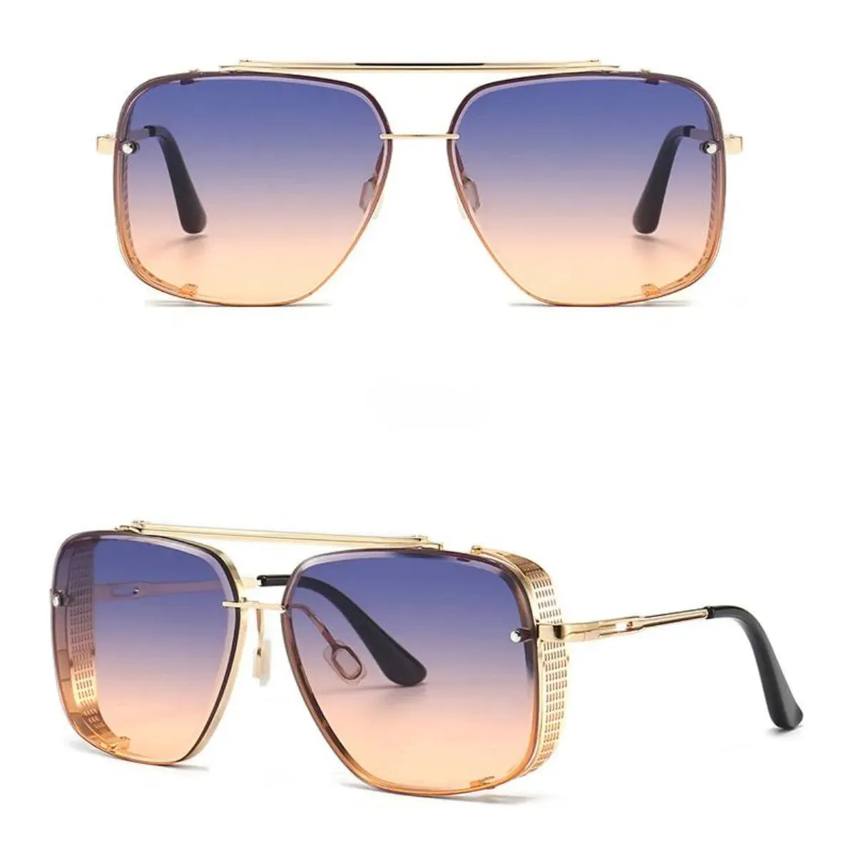 Men's Sunglasses Metal Frame UV400 Protection Elegant Design for Outdoor-Sunglasses-SANGLASSES-Pink/Blue-SANGLASSES