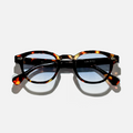 Tortoiseshell circle sunglasses with ocean amber blue gradient lenses, SS26 collection.