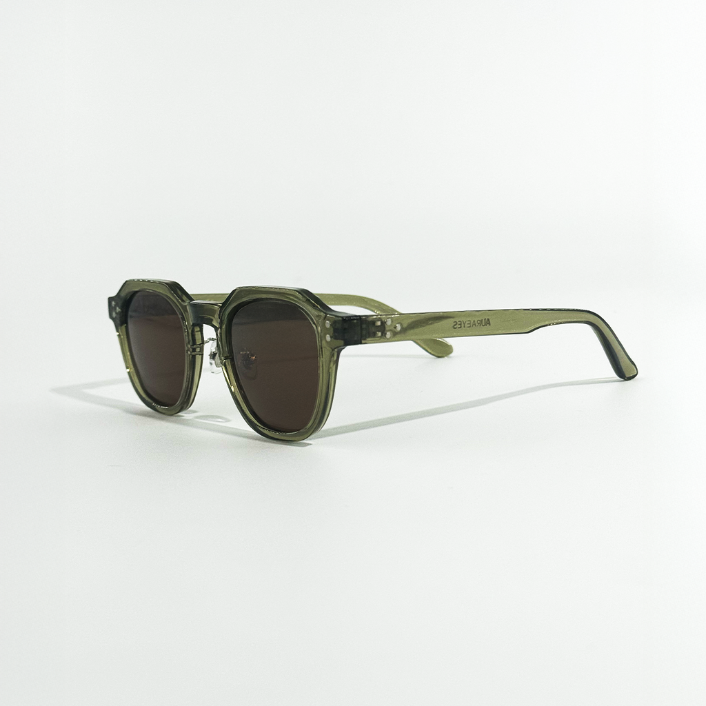 Olive Dusk crystal frame panto sunglasses with brown lenses and UV 400 protection.