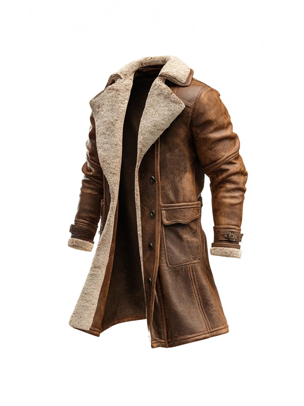 Men's Longline Faux Shearling Coat – Stylish Outerwear, Winter Warmth