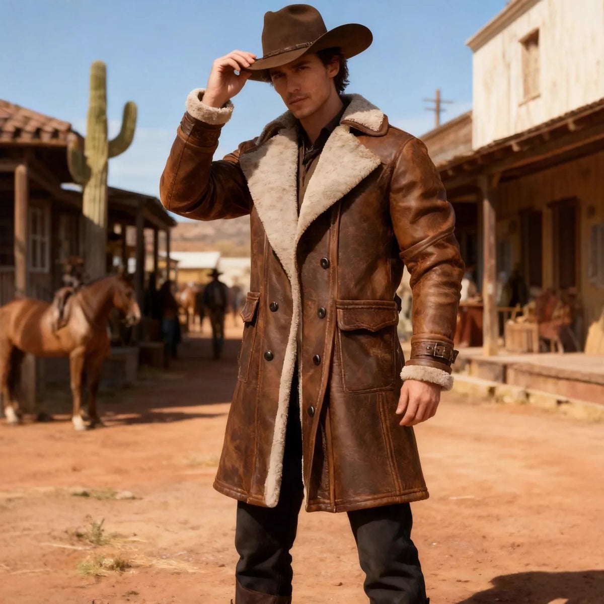 Men's Longline Faux Shearling Coat – Stylish Outerwear, Winter Warmth