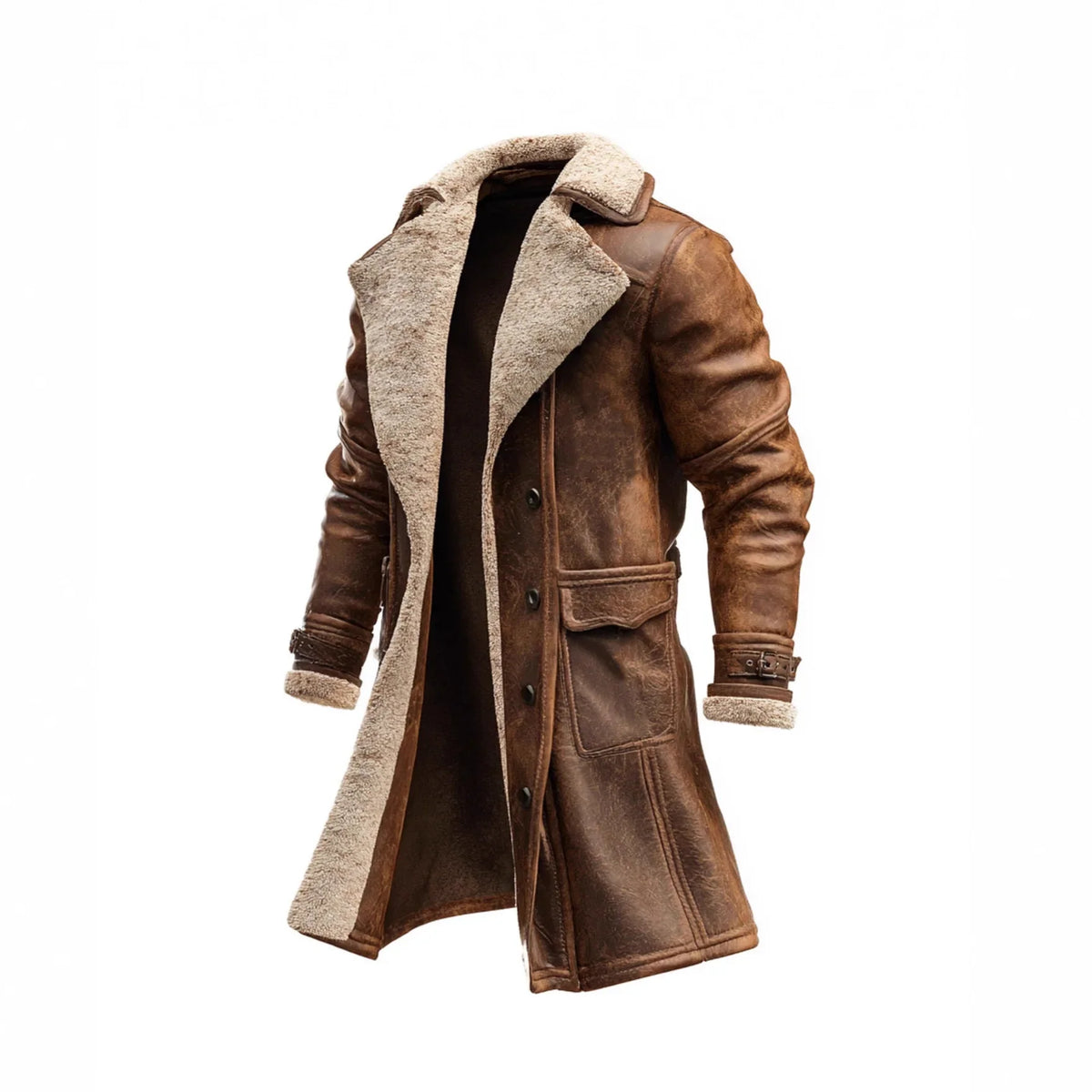Men's Longline Faux Shearling Coat – Stylish Outerwear, Winter Warmth