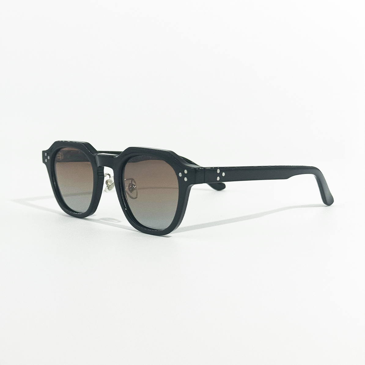 Silver Shadow black frame panto sunglasses with silver gradient lenses, SS26 Urban Collection.