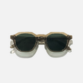 Smoke Tide Smoke Crystal Frame Panto Sunglasses with green UV400 lenses on a white background.