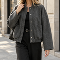 Women's Relaxed Bomber Jacket with Patch Pockets – Casual Wear, Layering